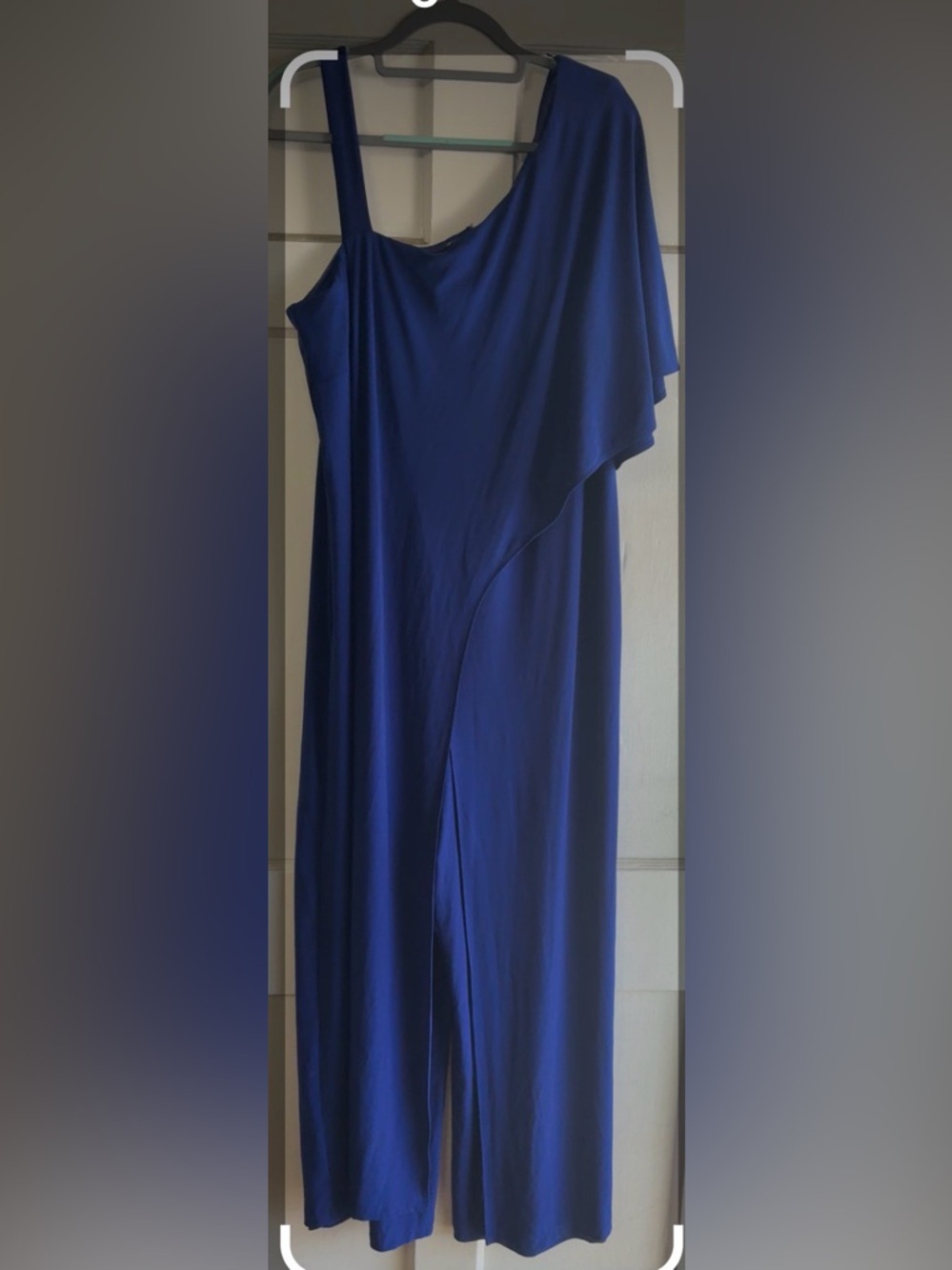 R&M Richards Royal Blue Asymmetrical One-Shoulder Dress